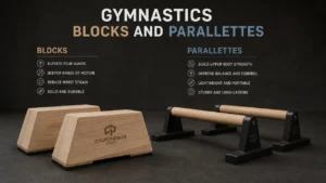 Gymnastics blocks and parallettes for strength and body control